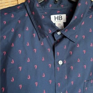 Men's Navy Shirt with Sailboat Pattern 2XL